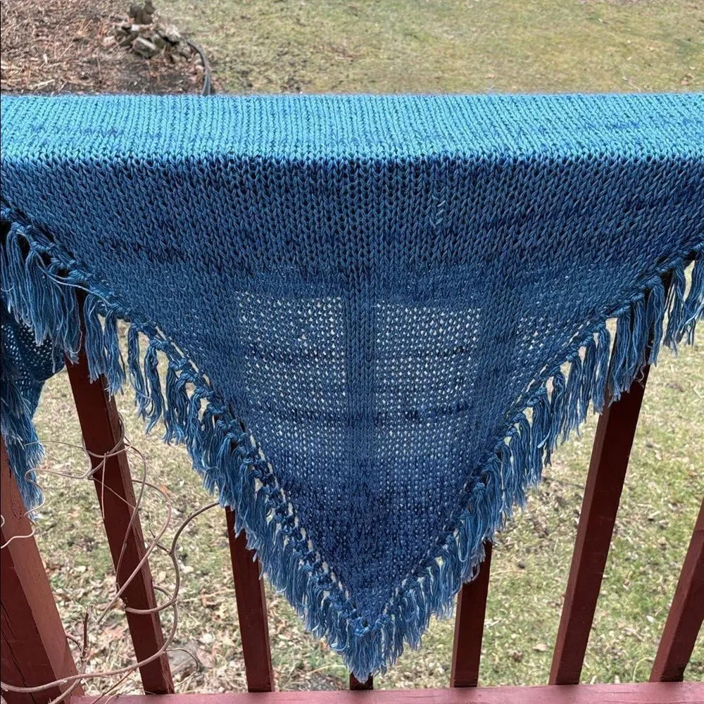 HAND CRAFTED Chunky Scarf Shawl fringe denim wool cotton mohair cashmere silk
